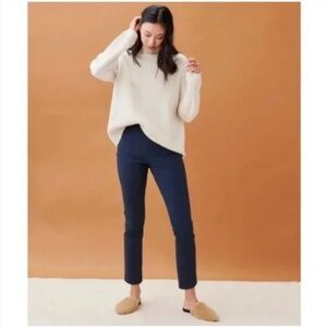 JENNI KAYNE Poplin Slim Straight Side Zip Trousers Pants Ankle Cropped Size 8